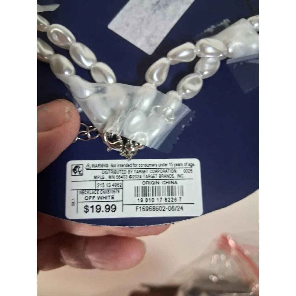 NWT Faux Pearl Choker Necklace Renaissance Boho Formal Jewelry